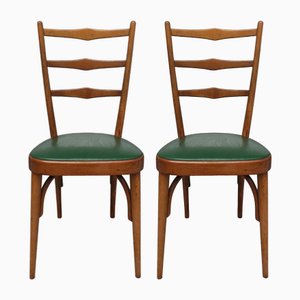 Set of High Back Imitation Leather Chairs, 1950s