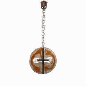 Modern Murano Glass Chandelier in Amber Color from Mazzega, 1970s