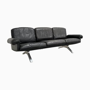 DS31 3-Sitzer Sofa aus schwarzem Leder von de Sede, Schweiz, 1970er