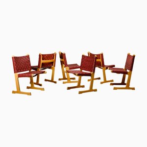 Heath Cantilever Dining Chairs in Ash and Leather by Ditte & Adrian for France & Søn / France & Daverkosen, 1970s, Set of 6