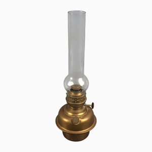 Jugendstil Öllampe aus Messing & Glas von Matador Brenner, 1930er