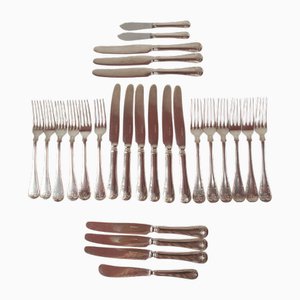 Cubiertos de mesa suecos bañados en metal de Carlström, años 50. Juego de 30
