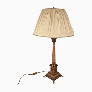 Mid-Century Marble and Brass Column Table Lamp, 1960s