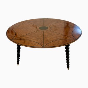 Mesa de comedor antigua grande de roble Pollard y ébano con incrustaciones, años 30