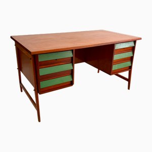 Schreibtisch aus Mahagoni mit 6 Schubladen, 1950er