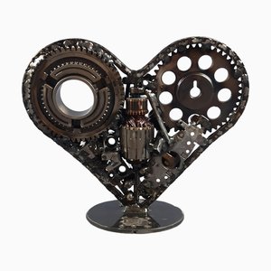 Sculpture Heart in Iron Steel & Metal by Simon Saronni