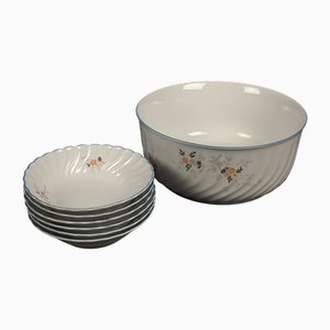 20th Century Porcelain Large and Small Bowls Dessert Set with Flowers from Ginori, 1920s