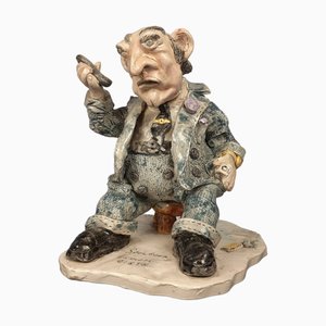 Humorvolle Vintage Scalfaro Keramikfigur von Maiorana Giuseppe, 1960er