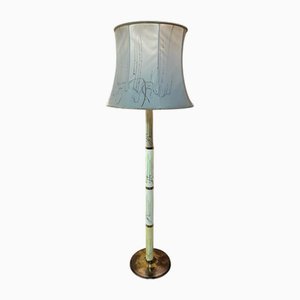 Lampada da terra in ottone e porcellana