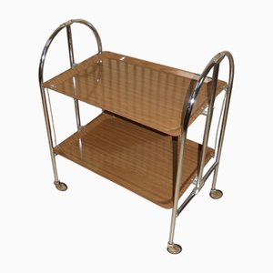 Klappbarer Beistelltisch aus Holz, Kunststoff & Chrom von Dinett, 1970er