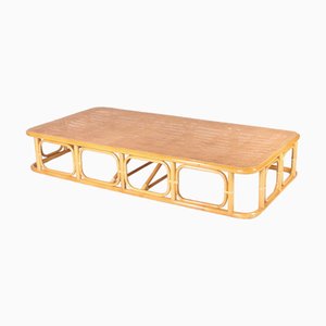 Large Rattan and Cane Coffee Table, 1970s