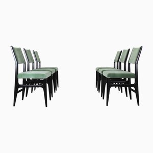 Italian Chairs in Wood and Fabric attributed to Gio Ponti, 1950s, Set of 6