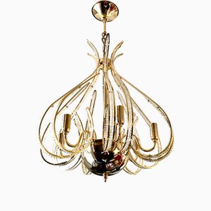 Großer Goldener Kronleuchter mit Sechs Leuchten, 1970