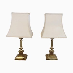 Golden Bedside Table Lamps, 1970s, Set of 2