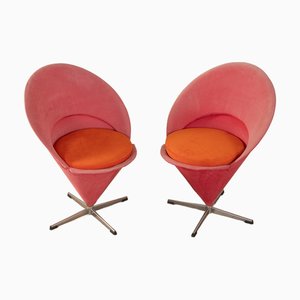 Set of Red Cone Chair by Verner Panton for Nehl Küchen, 1950s