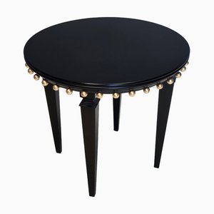 Round Black Ebonized Beech Coffee Table attributed to Roberto Ventura