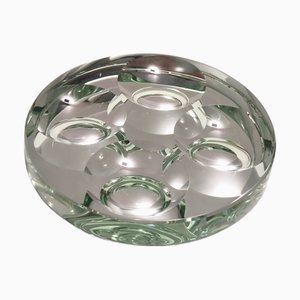 Cendrier Vintage en Verre Dépoli Vert Nil attribué à Max Ingrand pour Fontana Arte