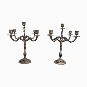 Kerzenhalter aus versilbertem Metall, 1980er, 2er Set