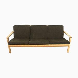 Sofá escandinavo de tres plazas de roble, Suecia, años 60