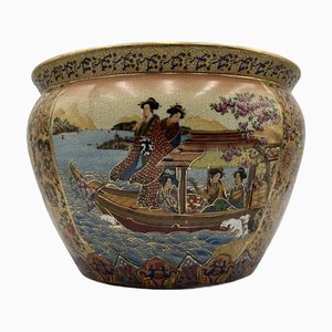 Acquario Satsuma Raku in ceramica dipinto a mano, fine XIX secolo