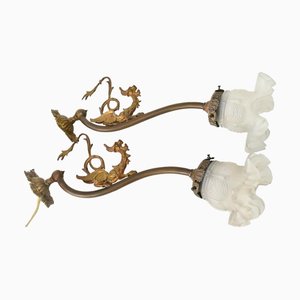 Antike Wandleuchten aus Bronze, 2 . Set