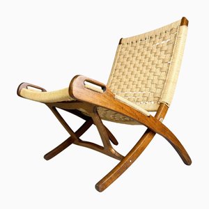 Silla plegable Mid-Century moderna de teca de Hans Wegner, 1960