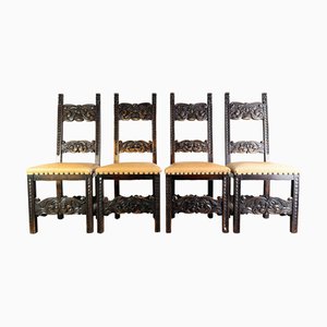 Neo-Baroque Chairs in Leather, Set of 4