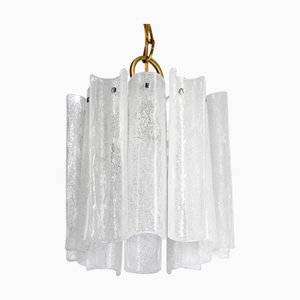 Pendant Lamp with 12 Narrow Ice Glass Elements by J. T. Kalmar, Austria, 1960s