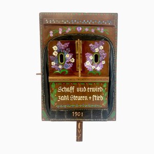 Large Antique German Hand-Painted Blacksmith Forge Bellows, 1901