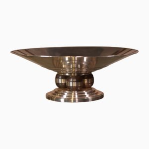 Art Deco Tafelaufsatz aus versilbertem Messing & Makassar Ebenholz, 1930er