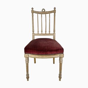 Swedish Gustavian Carved Wood Accent Chair with Velvet Seat