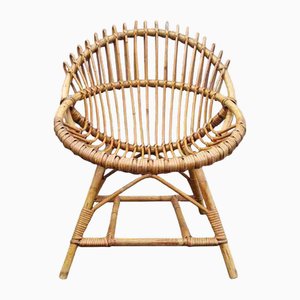 Mid-Century Moderner Schalenförmiger Stuhl aus Rattan von Franco Albini, 1960er