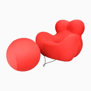 Vintage Stuhl und Fußhocker von Gaetano Pesce für B&B Italia, 2er Set