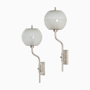 Chromed Metal Wall Lights from Stilnovo, 1950s, Set of 2