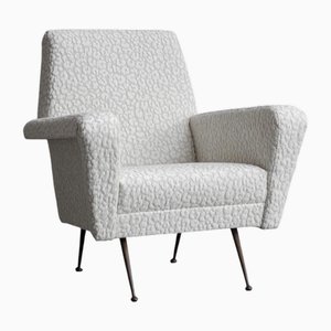 Butaca de leopardo Mid-Century moderna con patas de latón, años 50
