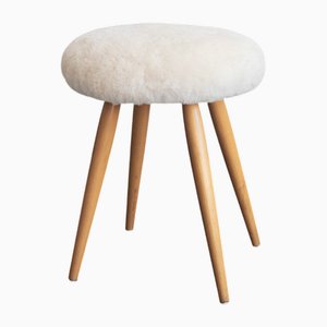 Mid-Century Stool in Sheared Fur, 1950s