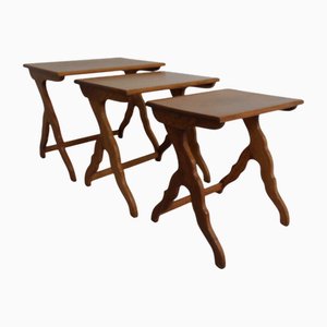 Tables Gigognes Mimi Vintage en Chêne, 1950s, Set de 3