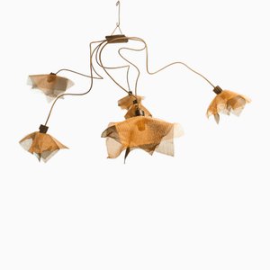 Lampadario orientabile in rame con fazzoletti in metallo