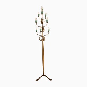Antique Brutalist Floor Lamp with 10 Lights