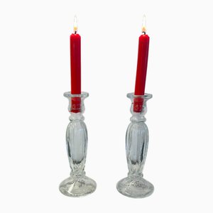 Vintage Kerzenhalter aus Glas, 1960, 2er Set