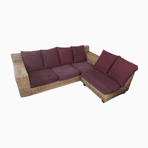Corner Sofa with Chaise Lounge in Woven Banana, 1990s