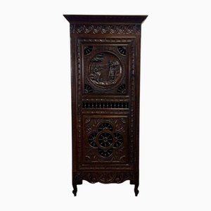 Early 20th Century Breton Bonnetière in Chestnut Wood