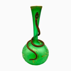 Vase in Green Satin Glass from Daum