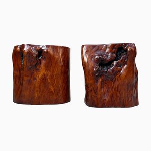 Keyaki Hibachi Meiji aus Holz, 1890er, 2er Set