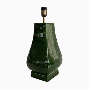 Vintage Italian Table Lamp in Shiny Green Ceramic by Zaccagnini Florence, 1970s