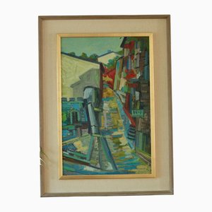 Sture Haglundh, Street, 1960s, Oil on Canvas, Framed