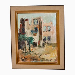 Michel Jankowitz, Ruinen, 1960er, Öl auf Holz, Gerahmt