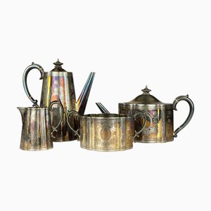 Antique Silver Plated Coffee and Tea Set by Elkington & Co, 1880s, Set of 4