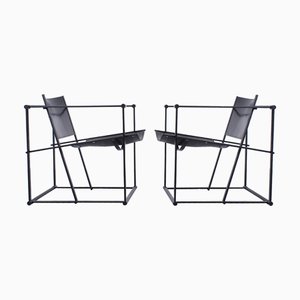 Postmoderne schwarze FM Kubus Stühle von Radboud Van Beekum für Pastoe, 1980er, 2er Set
