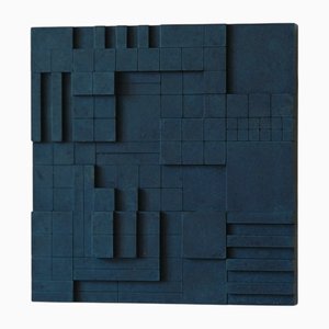 Brutalist Concrete Wall Art in Navy Blue by Toms Factory